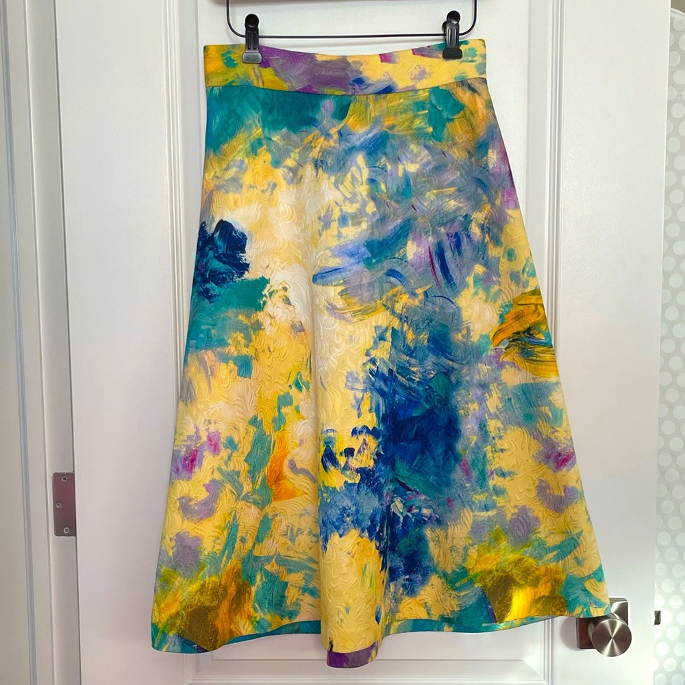 H&M Yellow Abstract Painting Print Skirt